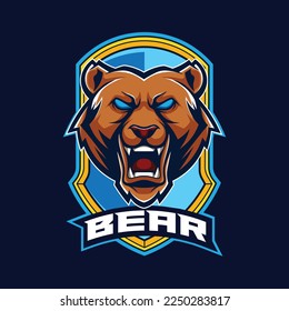 Vector grizzly bear mascot logo template