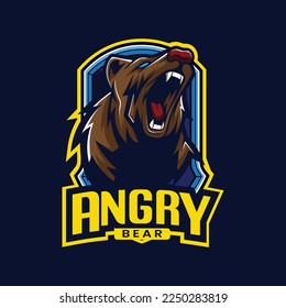 Vector grizzly bear mascot logo template