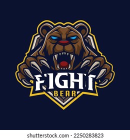 Plantilla de logotipo de mascota de oso pardo vector