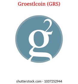 Vector Groestlcoin (GRS) digital cryptocurrency logo. Groestlcoin (GRS) icon. Vector illustration isolated on white background.