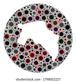 Vector Groningen Province map collage of covid-2019 virus. Infection attacks the quarantine territory from outside. Stencils round Groningen Province map collage formed with infection icons.