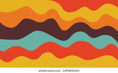 Vector groovy 70s colors background. Bright wavy pattern in retro style.	