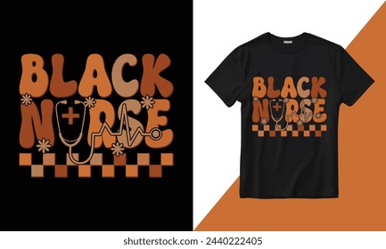 Vector Groovy Black Nurse T-shirt design