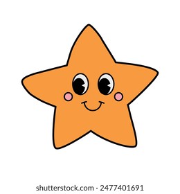 Vector groovy cartoon retro star isolated on white background