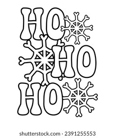 Vector groovy Christmas Santa ho ho ho lettering isolated on white background