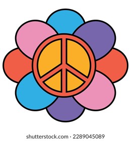 Vector groovy flower. Cool sticker, decal, 90s 00s surrealistic psychedelic style design.