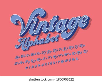 Vector of groovy hippie style alphabet design