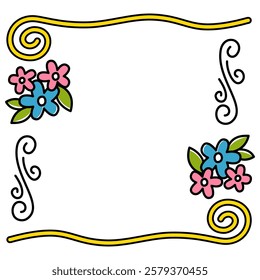 Vector of groovy hippie vintage frame. Square retro wavy frame.