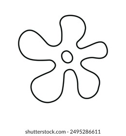 Vector groovy outline flower isolated on white background