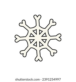 Caricatura vectorial retro copo de nieve aislado en fondo blanco