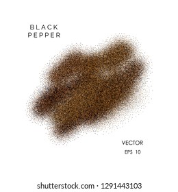 Vector ground black pepper powder isolated on white background. Spicy seasoning. Kitchen herbs. Vector culinary design element.