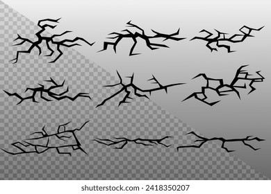 vector ground cracks on transparent background