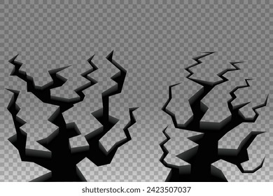 grietas de tierra vectorial en fondo transparente
