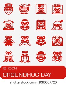 Vector Groundhog Day icon set