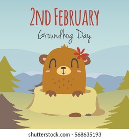 vector groundhog day illustration