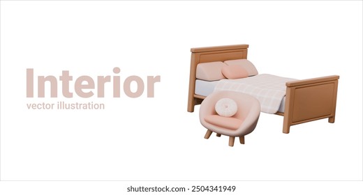 Vector group of 3D objects for interior web design