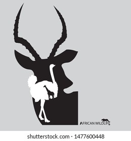 Vector group of african animal label, Africa wildlife. 