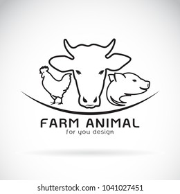 Vector group of animal farm label., Cow, pig, chicken. Logo Animal.