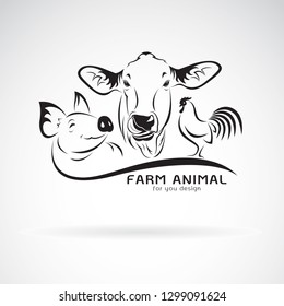 Vector group of animal farm label., Cow,pig,chicken. Logo Animal. Easy editable layered vector illustration. Animal farm icon. 