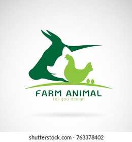 Vector Group Of Animal Farm Label., Cow,pig,chicken,egg. Logo Animal.