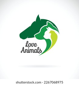 Vector group of animals - Dog, horse, cat, parrot, isolated on white background, Easy editable layered vector illustration.