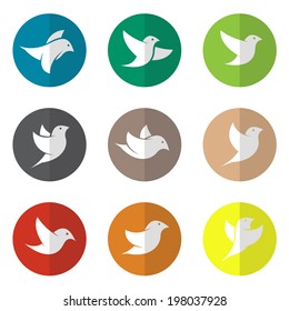 Vector group of bird in the circle on white background