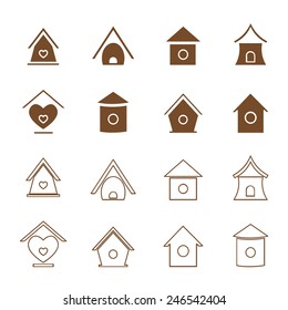 Vector group of bird houses on white background.