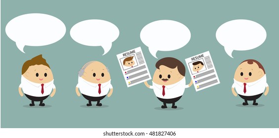 Vector of group of businessman discussing about hiring employment to find Best candidate. Business concept for Job interview