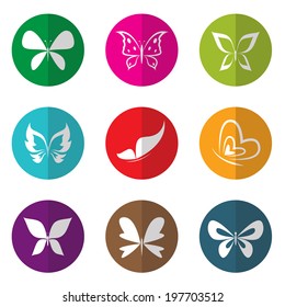 Vector group of butterflies in the circle on white background