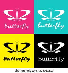 Vector group of butterfly colored cmyk print