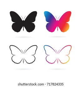 Vector group of butterfly design on white background. Insect Animal. Butterfly Icon.