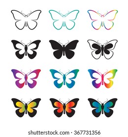 Vector group of butterfly on white background, Butterfly Logo, Butterfly Icon Set, Butterfly Design, Butterfly Icon Picture, Vector butterfly for your design