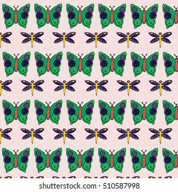 Vector group of butterfly . wall covering.