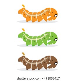 Vector group of caterpillar on white background. Icon Worm.