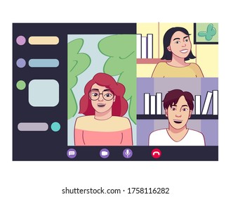 Vector Group Of Characters On Video Conference
