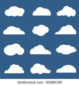 Vector group of clouds on blue background