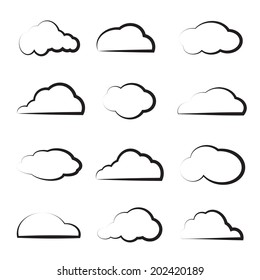 Vector group of clouds on white background