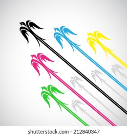 Vector Group of colorful swallow birds on a white background.