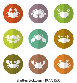 Vector group of crab in the circle on white background