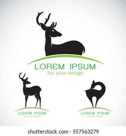 Vector group of deer on a white background. Wild Animals.