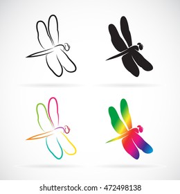 Vector group of dragonfly on white background. Animal design