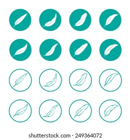 Vector group of feather in the circle on white background