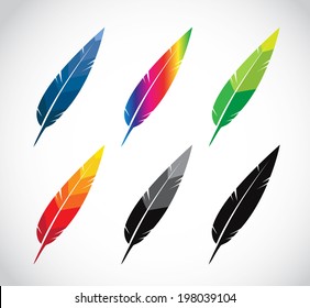 Vector group of feather on white background