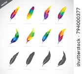 Vector group of feathers icon design on white background. Easy editable layered vector illustration.