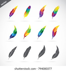 Vector group of feathers icon design on white background. Easy editable layered vector illustration.