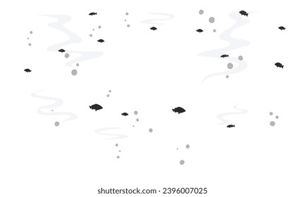 Vector group of fish shoaling schooling in sea silhouette.