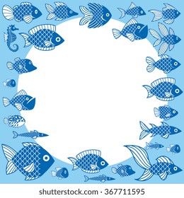 Vector Group Of Fishes And Blank Space