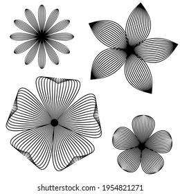Vector group of flower silhouettes with simple design. useful for objects, backgrounds, additional design elements, etc.