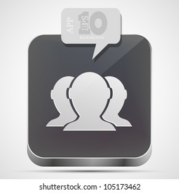 Vector group of friends app icon with gray bubble speech. Eps10