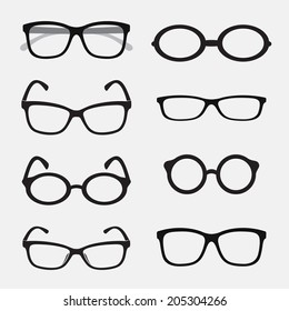 Vector group of an Glasses on white background.